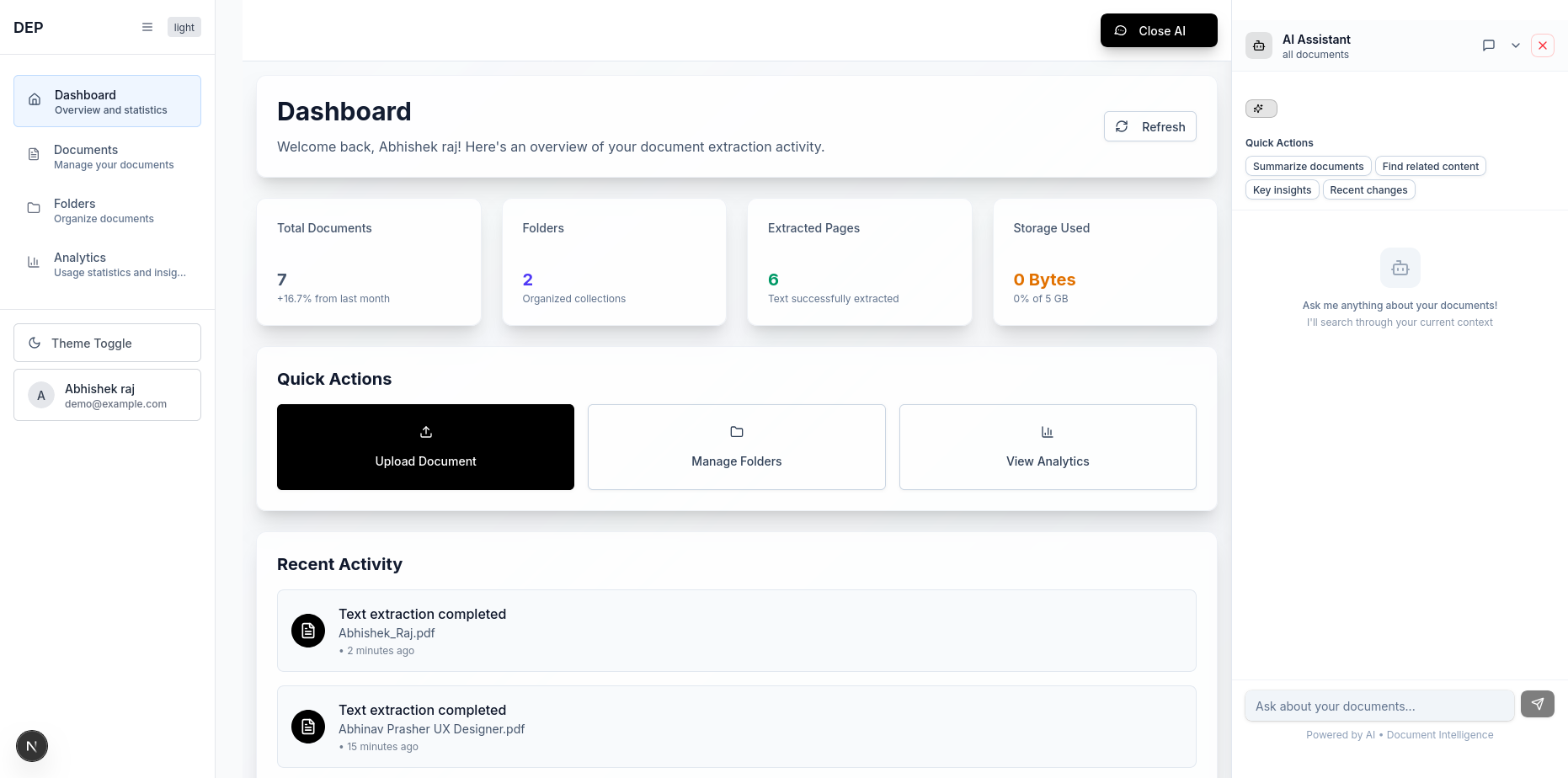 Document Extract Pro Dashboard